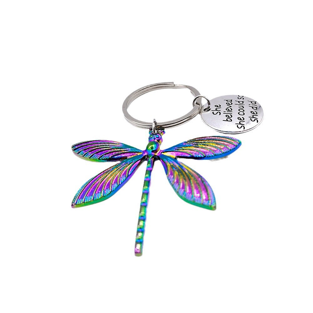 Wholesale Colorful Dragonfly Keychain Stainless Steel Key Ring Pendant Key Ring ACC-KC-DaMai001