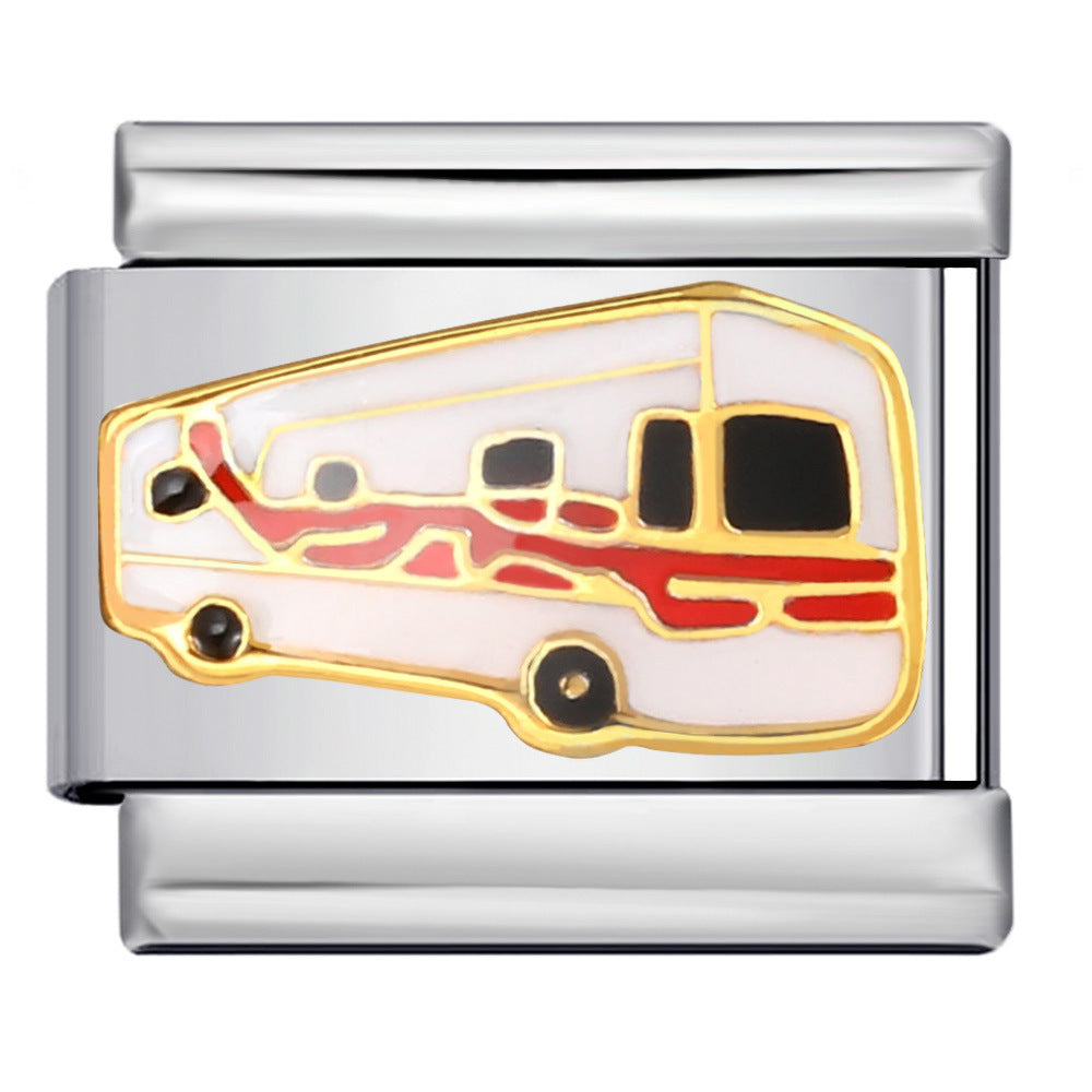 Wholesale Italian Charm Bracelet 9mm DIY Splicing Removable Transportation Series Stainless Steel Composable Bracelet