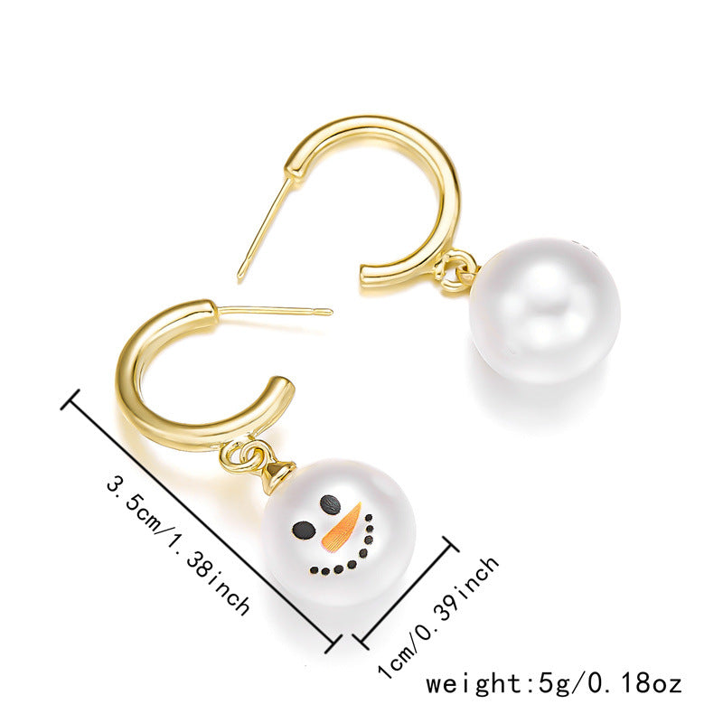 Wholesale  Christmas Earrings  All-match  Christmas Snowman Diamond Earrings