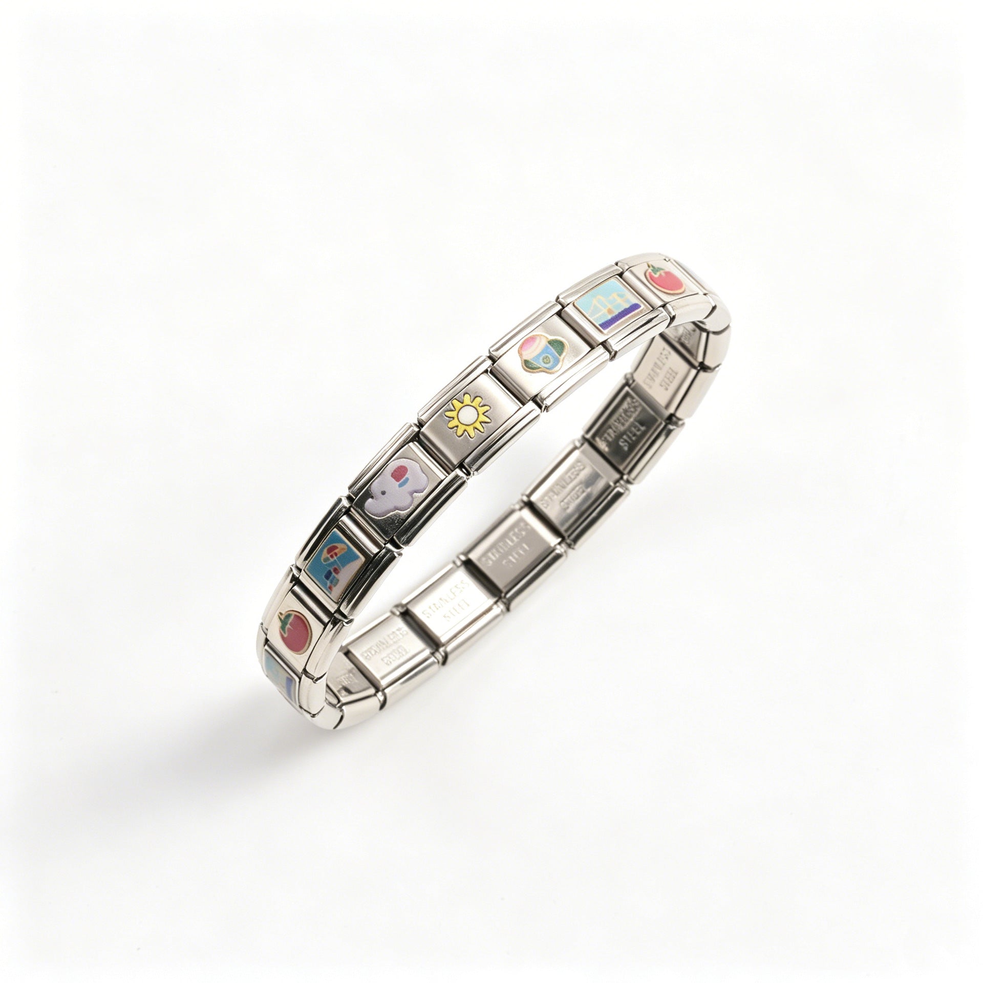 Wholesale Stainless Steel Street Dance Bracelet with Cartoon Pattern,  Fashion Accessory for Unisex,  Trendy Italy Style Chain