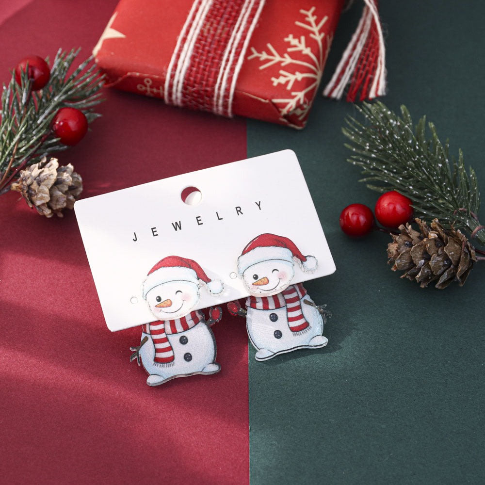 Wholesale Cute cartoon front and back Christmas stud earrings
