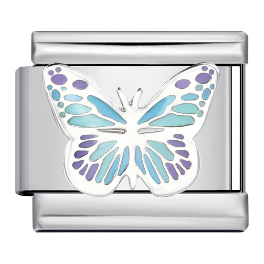 Wholesale Colorful Butterfly Italian Charm Bracelet DIY Stainless Steel Jewelry Accessory for Resale