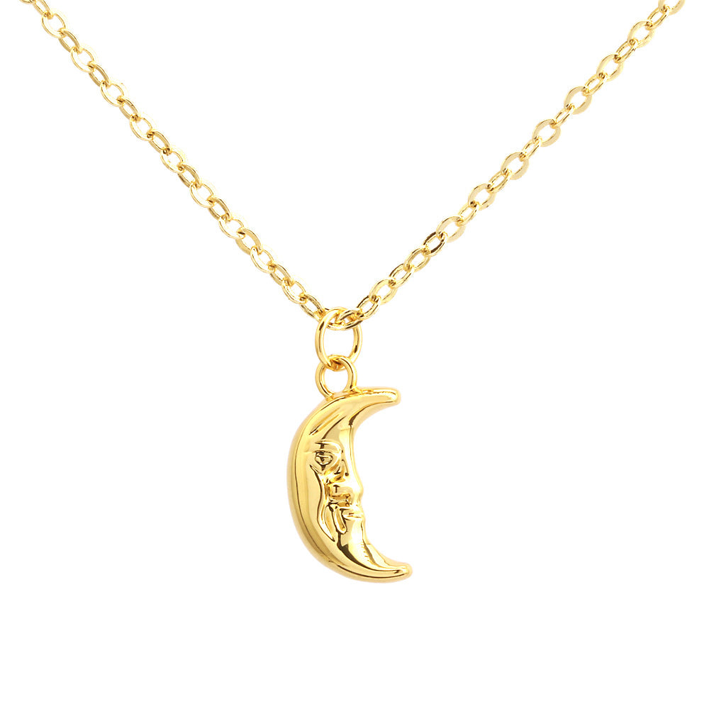 Wholesale  Copper Plated 18K Gold Moon Necklace Light Luxury Elegant Devil's Eye Oil Drop Clavicle Chain