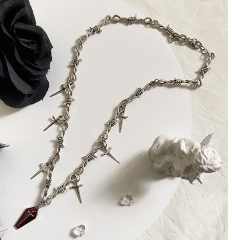 Wholesale Gothic Harajuku Street Necklace Alloy Coffin Cross Sword Pendant Fashion Accessory