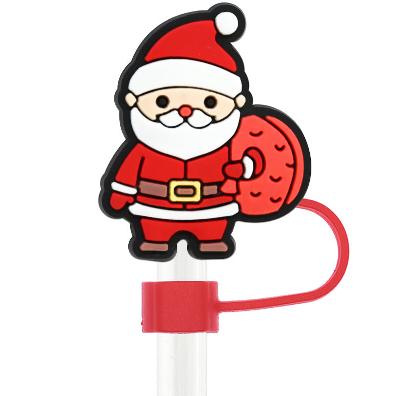 Wholesale Random 100pcs Christmas 10mm PVC Soft Straw Tube Cap ACC-SCR-RYY078