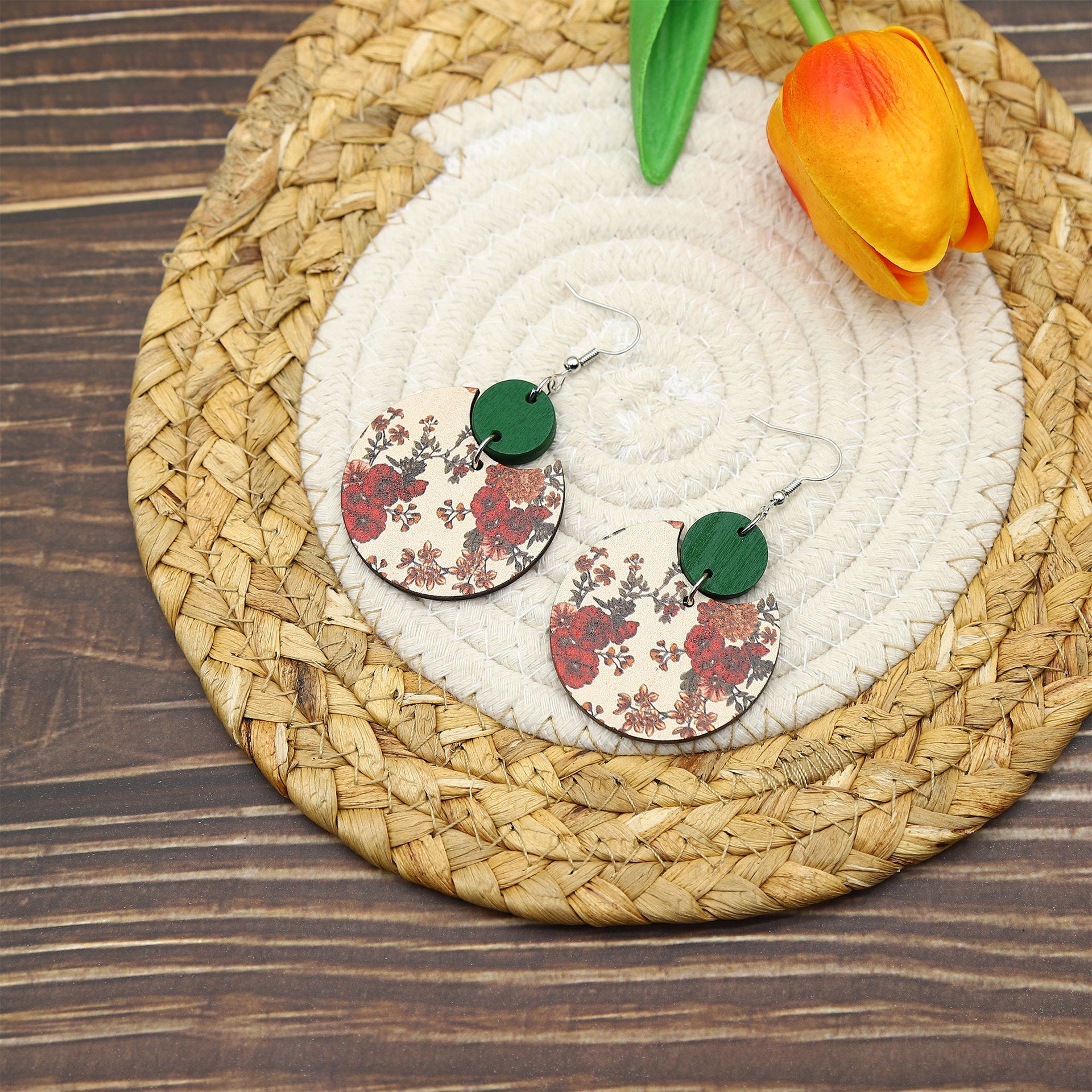 Wholesale Western Style Vintage Flower Rose Earrings