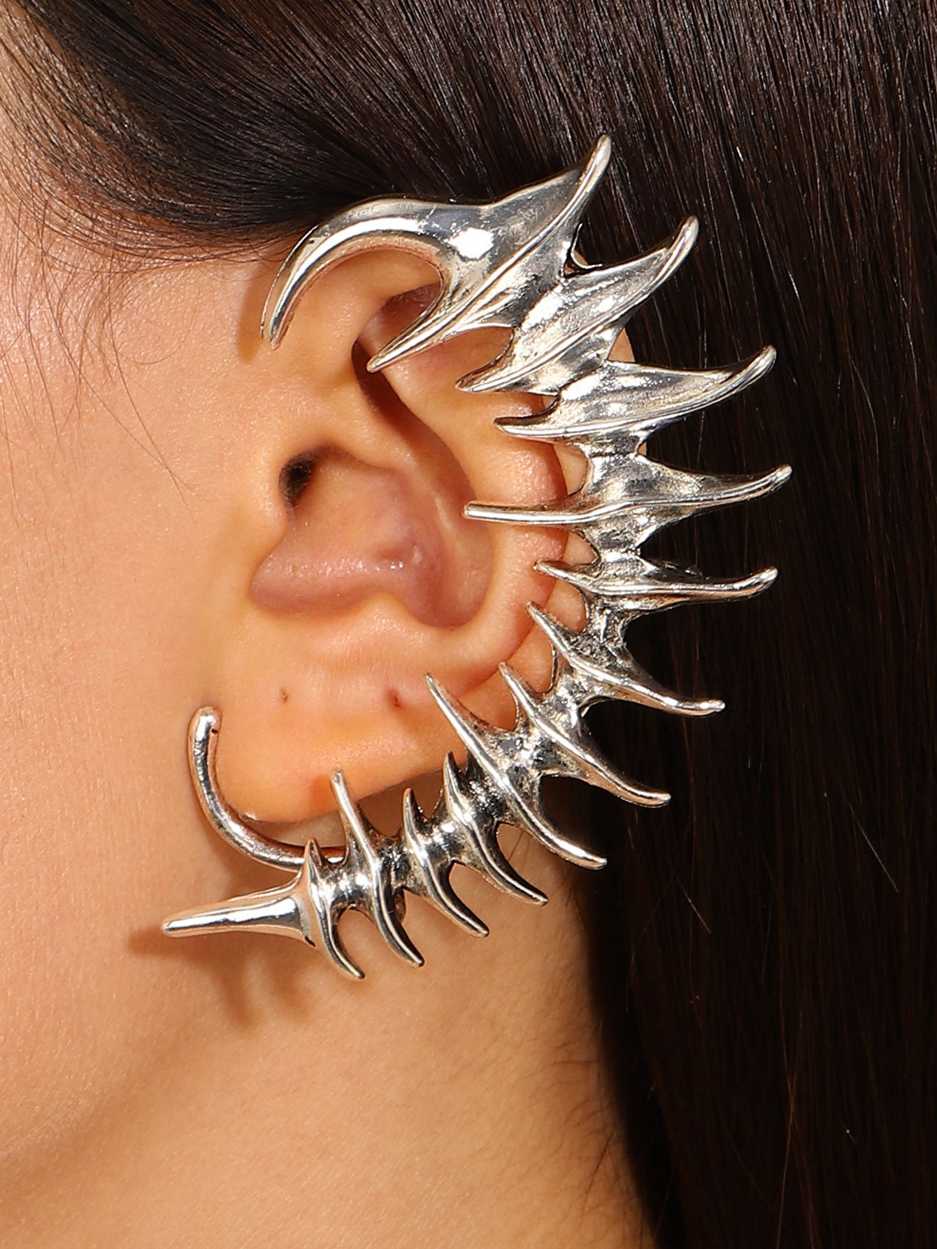Wholesale Dragon Ear Cuff Clip On Earrings For Women Punk Style Non Pierced Zircon Ancient Silver Stylish Jewelry Gift