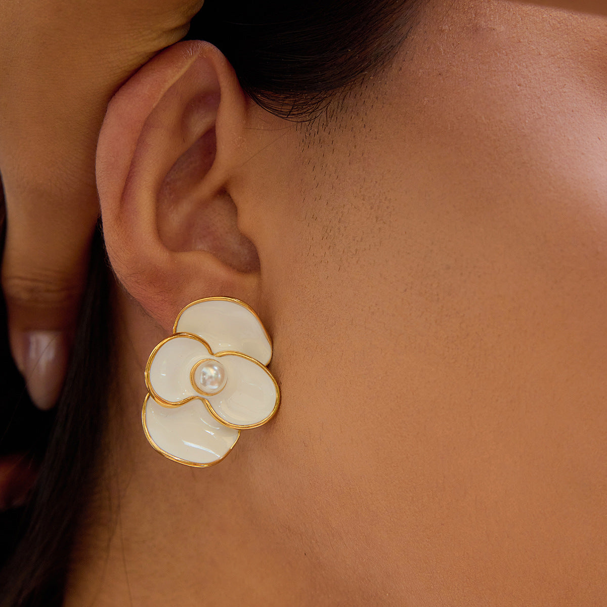 Wholesale  Stainless Steel Oil Drop Flower Earrings