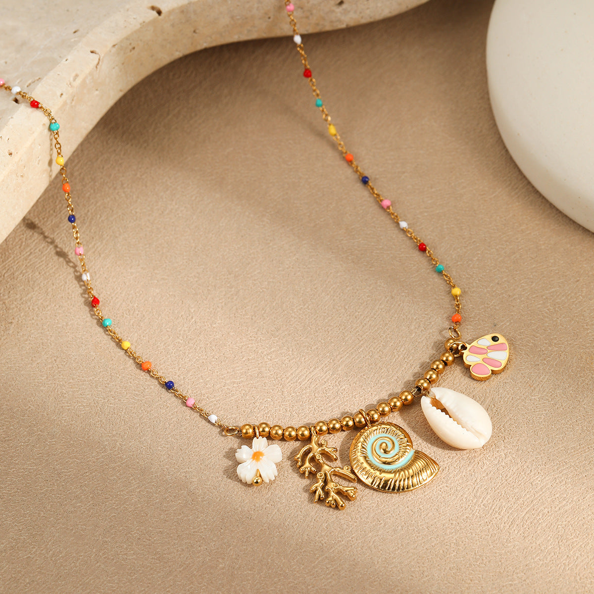 Wholesale Stainless steel  color  oil bean necklace