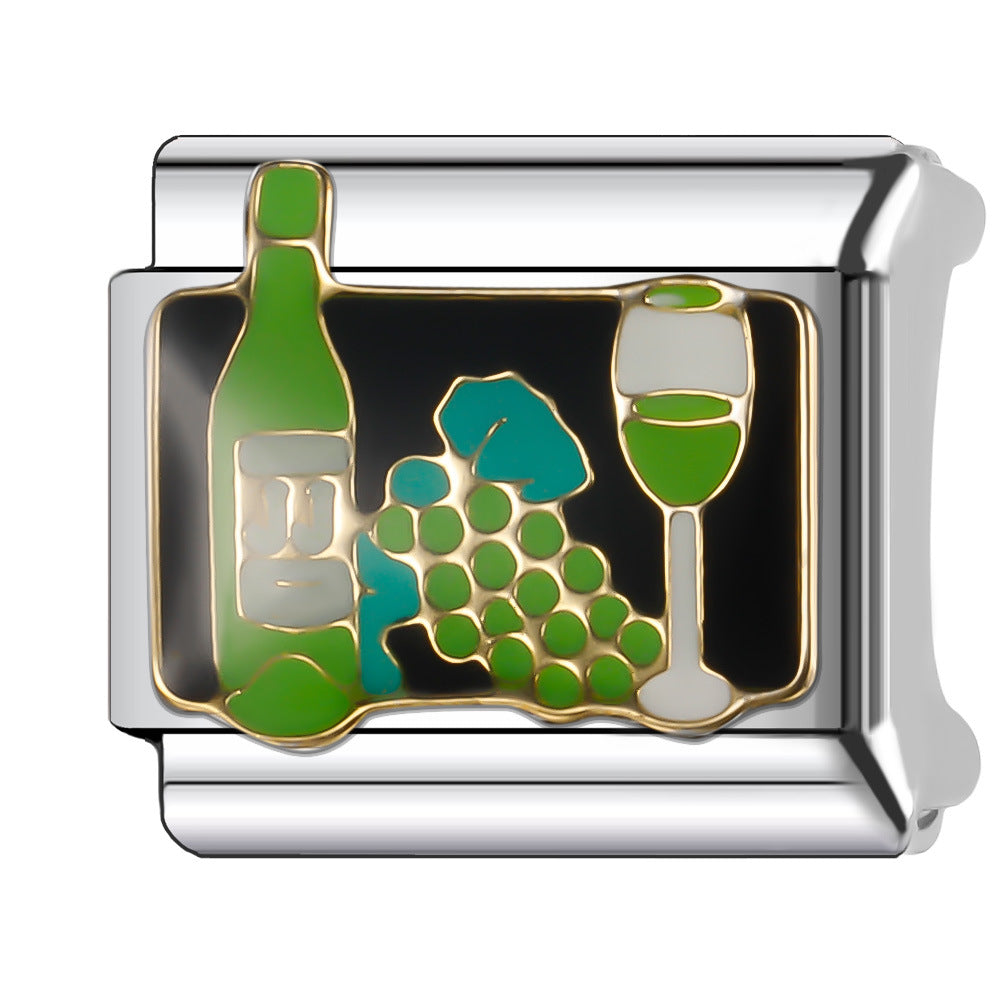 Wholesale Italian Charm Bracelet 9mm DIY Splicing Food & Beverage Series Stainless Steel Composable Bracelet