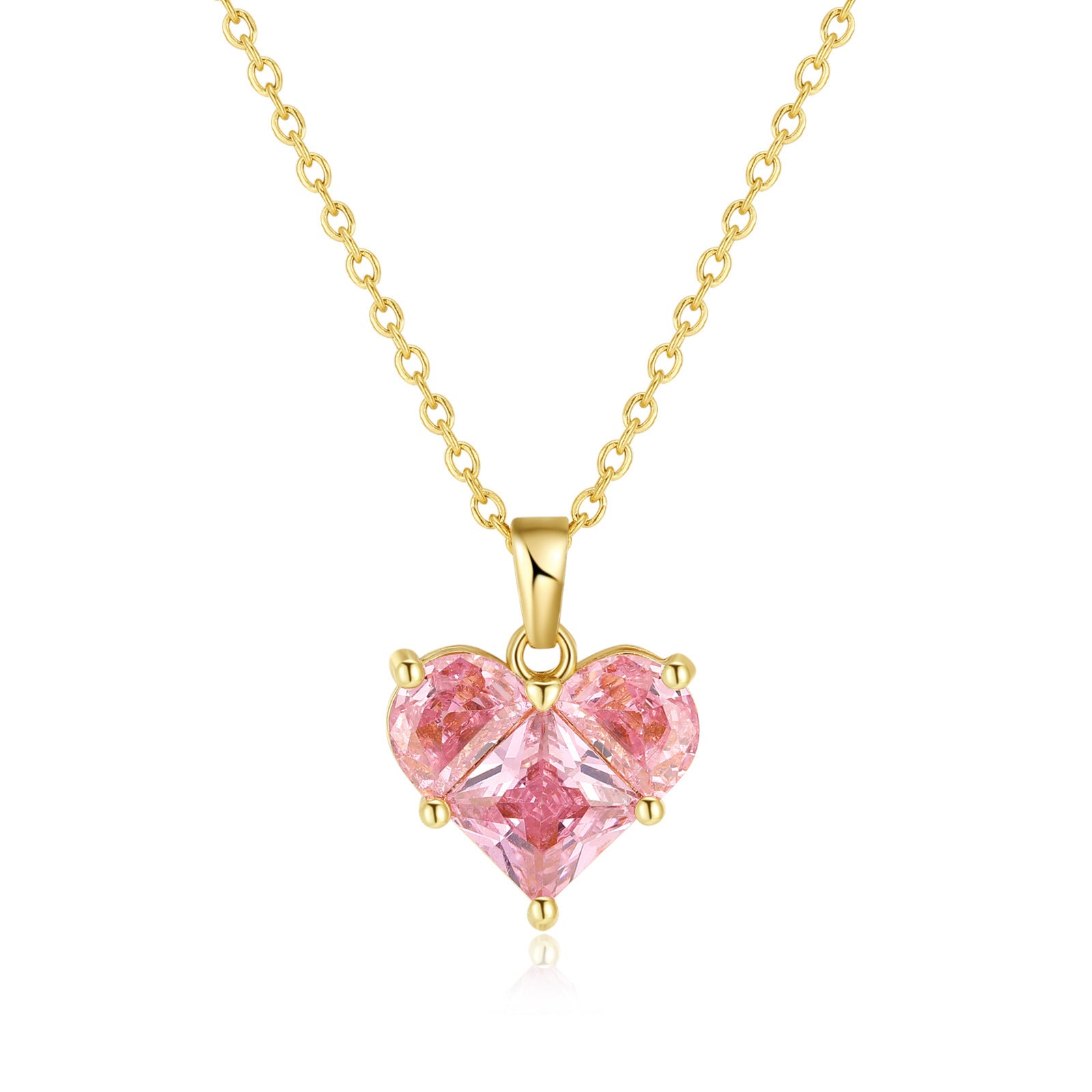 Wholesale  stainless steel pink love zircon necklace  clavicle chain