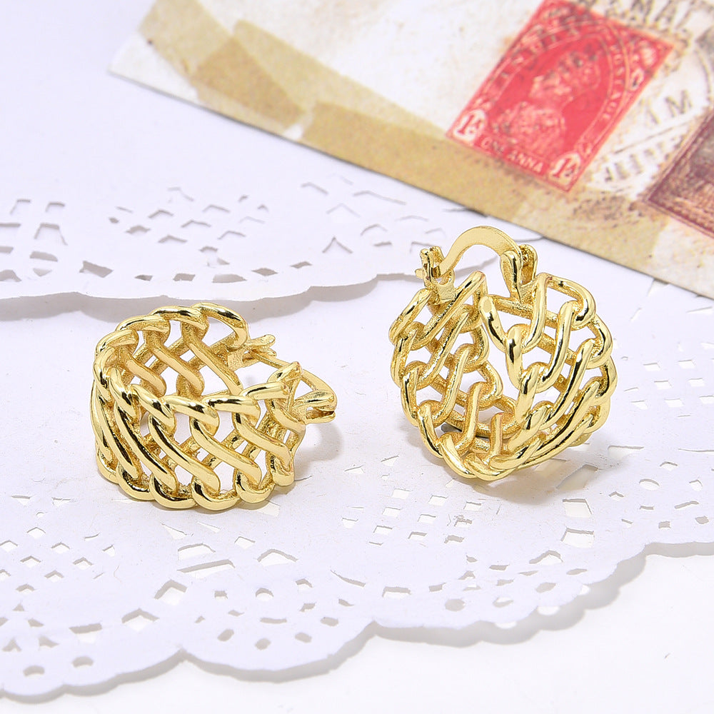 Wholesale U-shaped copper inlaid zircon pearl earrings