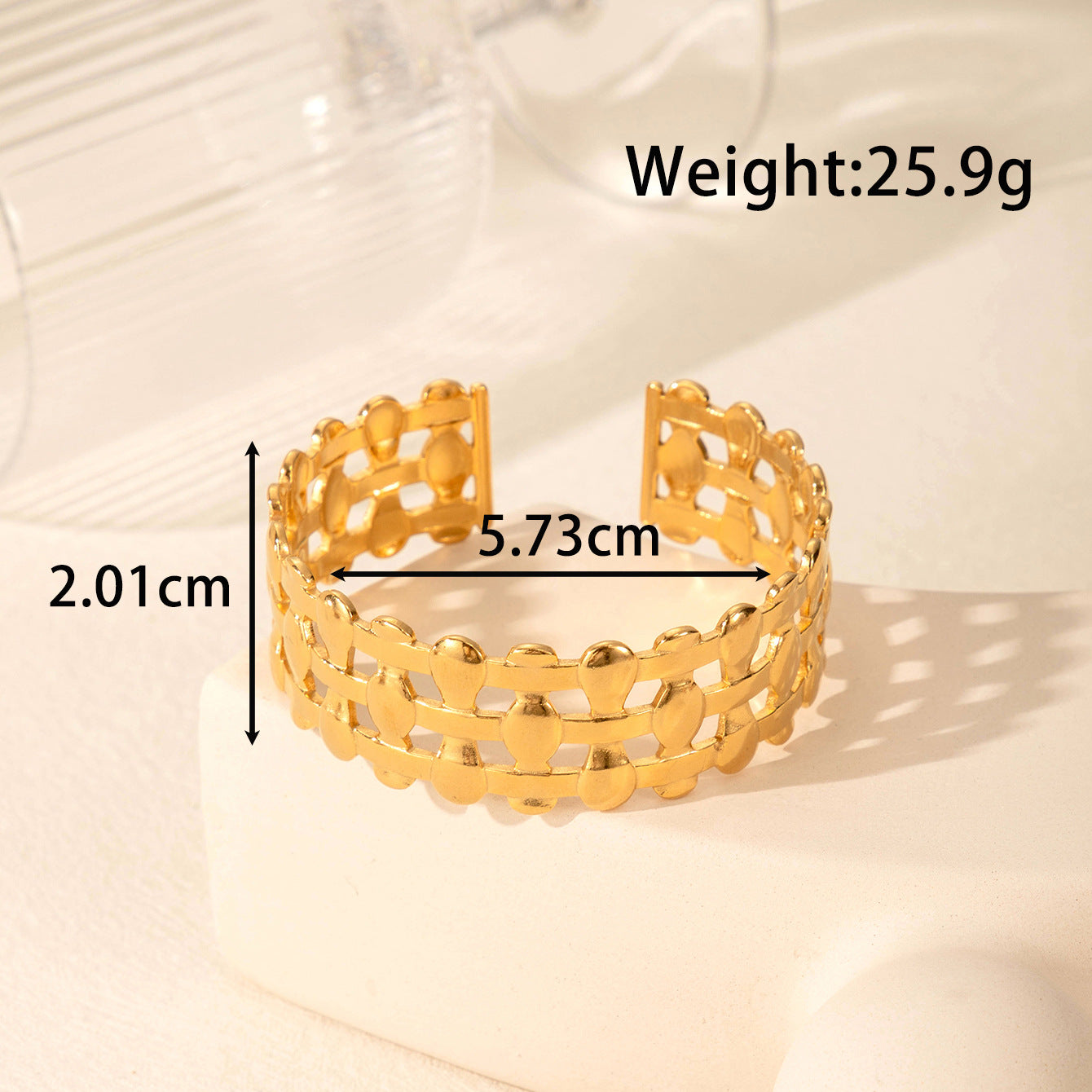 Wholesale Titanium steel metal open adjustable bracelet