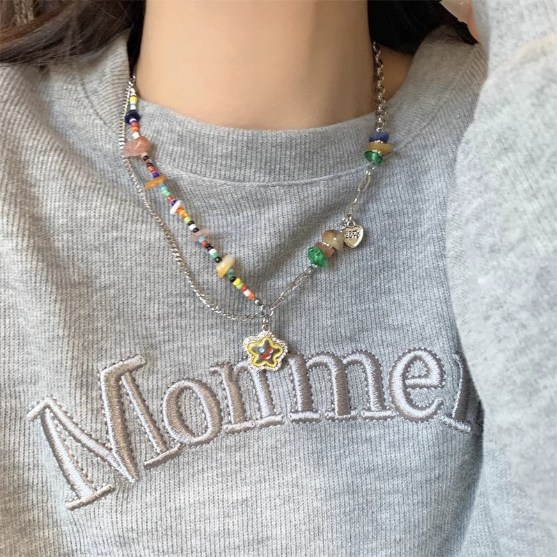 Wholesale Super sparkly zircon titanium steel necklace for women,  versatile and elegant silver.
