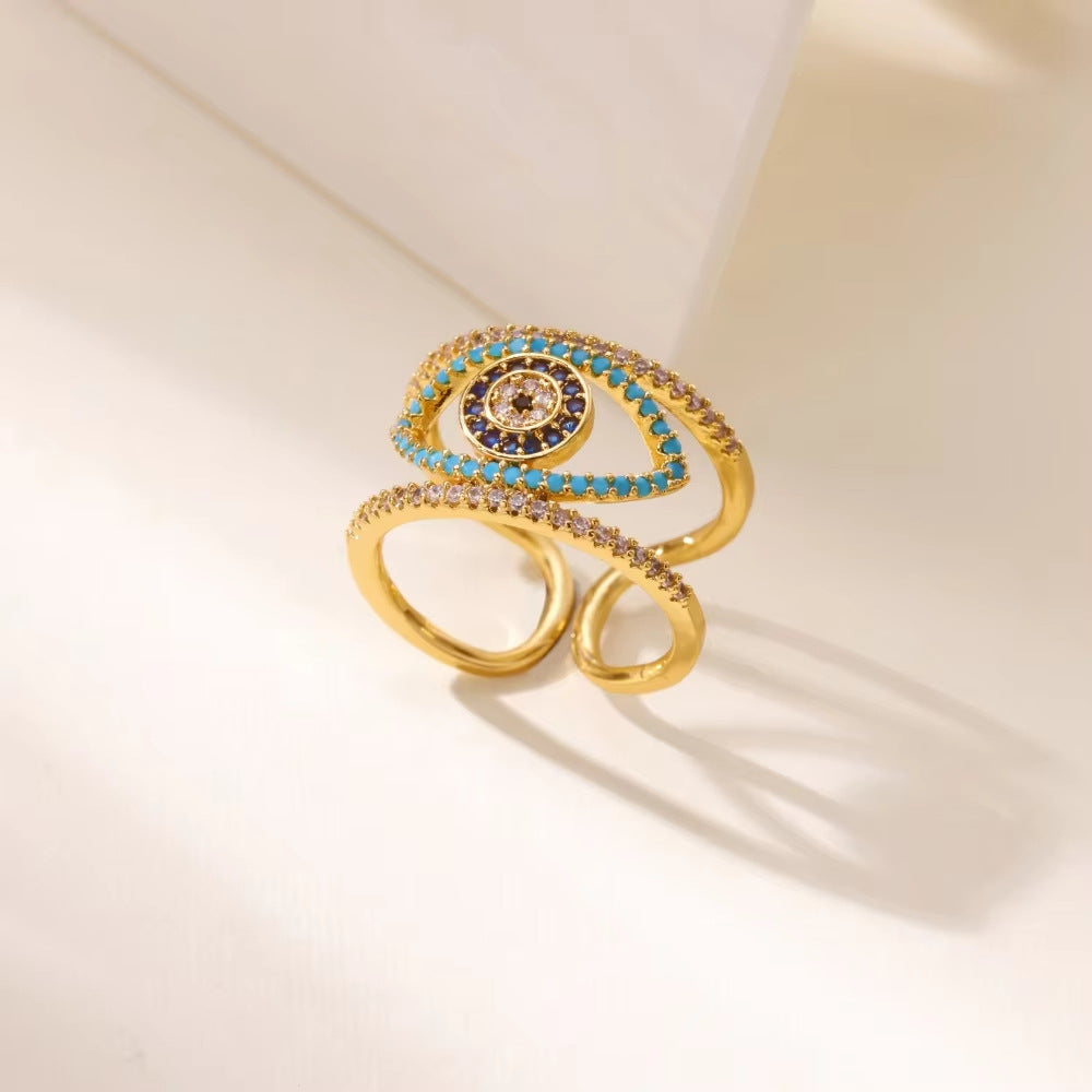 Wholesale Evil Eye Ring,  Blue Drip Oil Design,  Fashion Jewelry Accessory for Women,  Everyday Wear Gift