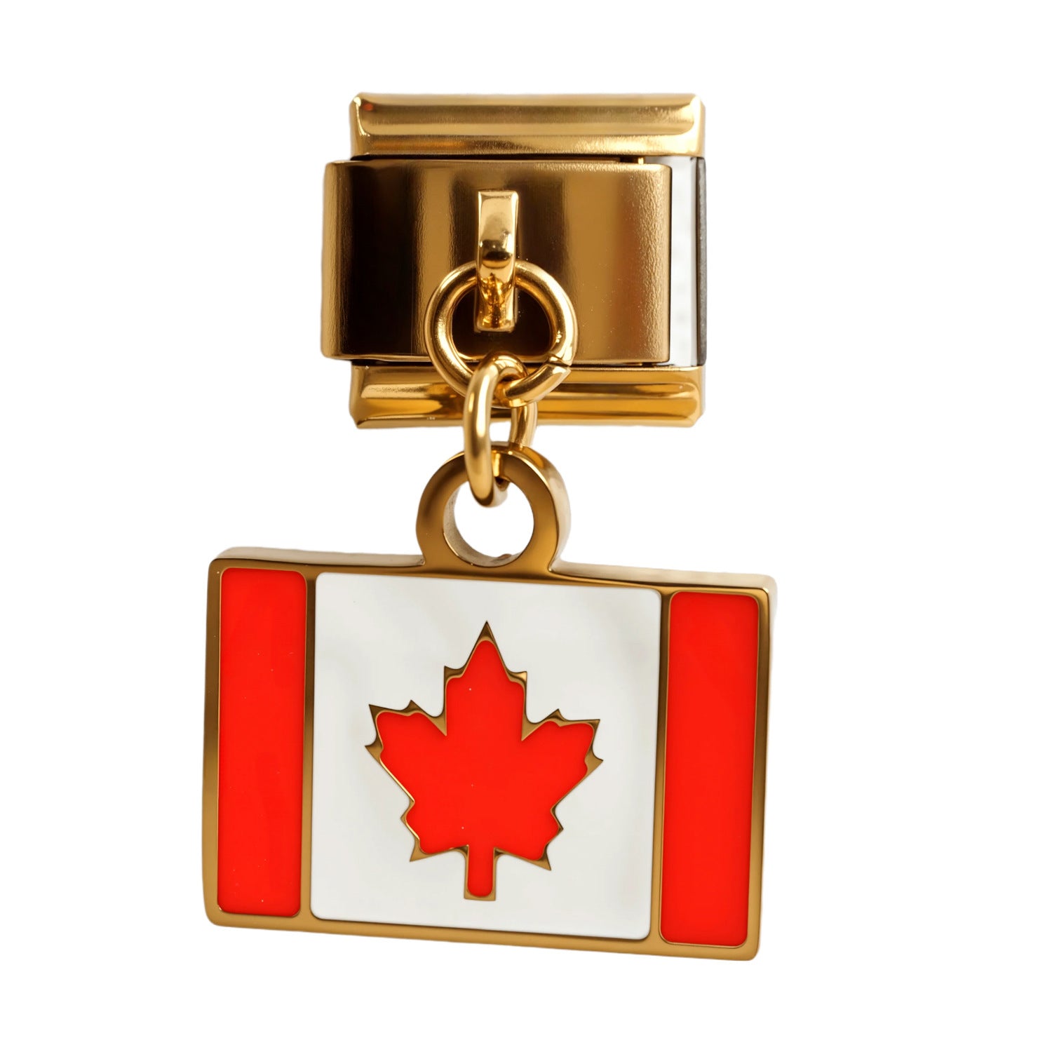 Wholesale 5PCS Italian Charm Bracelet Gold Flag Pendant Stylish Stainless Steel Jewelry Accessory