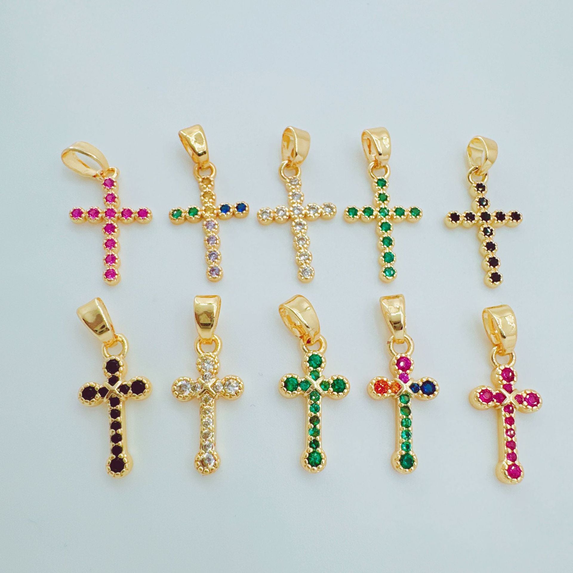Wholesale =Micro-set Zircon Cross Pendant Necklace Copper Electroplated Fashion Accessory