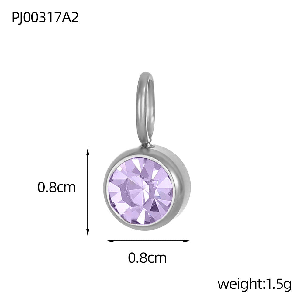Wholesale Stainless steel birthday stone DIY color pendant