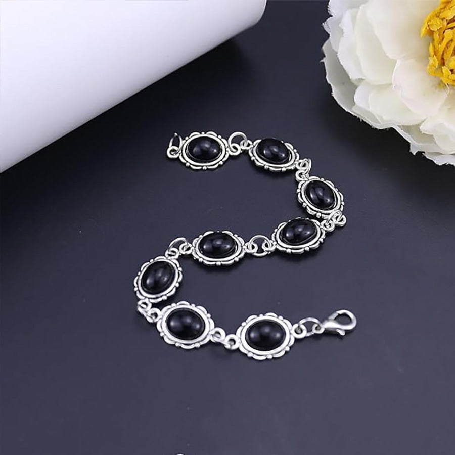 Wholesale Zinc Alloy Electroplated Retro Gothic Spliced Gemstone Bracelet Jewelry Accessory for Everyday Wear