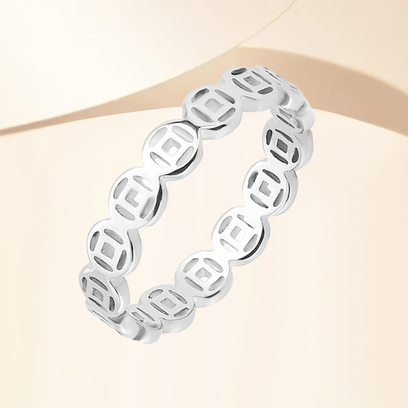 Wholesale  Titanium Steel Copper Ring Retro Lucky More Money Gathering Ring