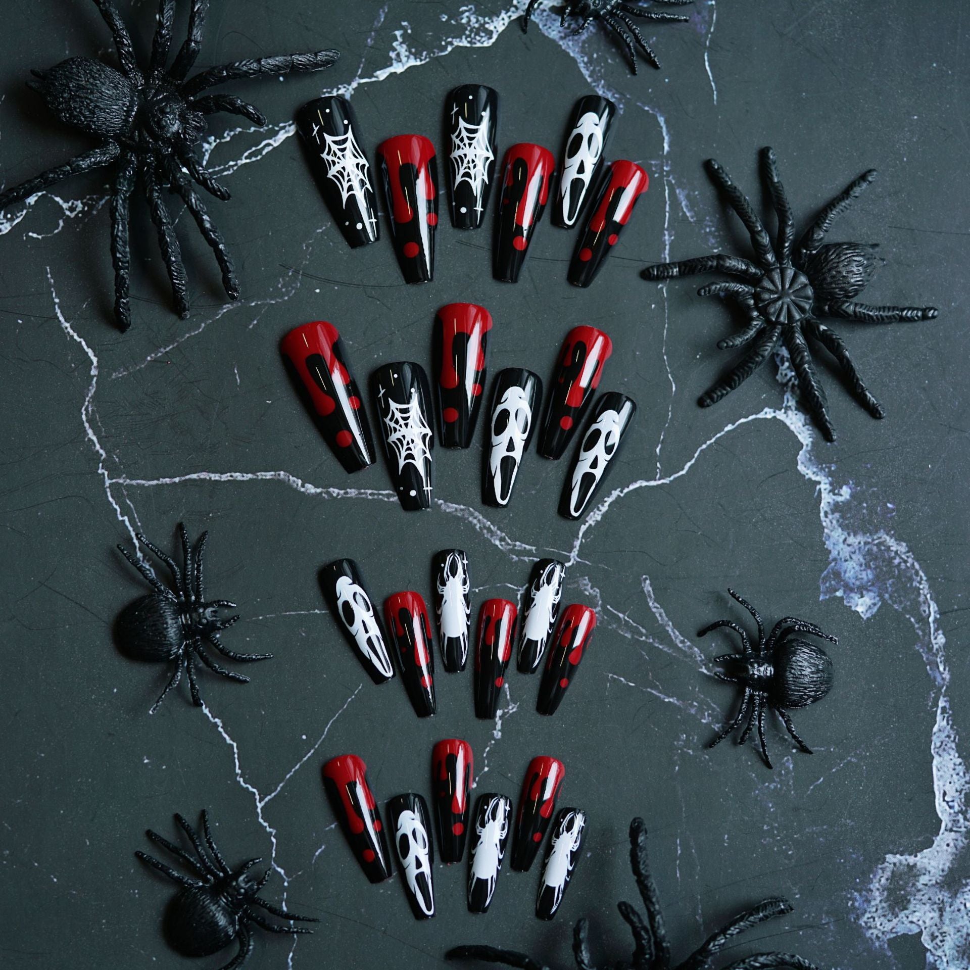 Wholesale 24 Pieces/ box  Bloody Ghost Nails Kits Nail Stickers