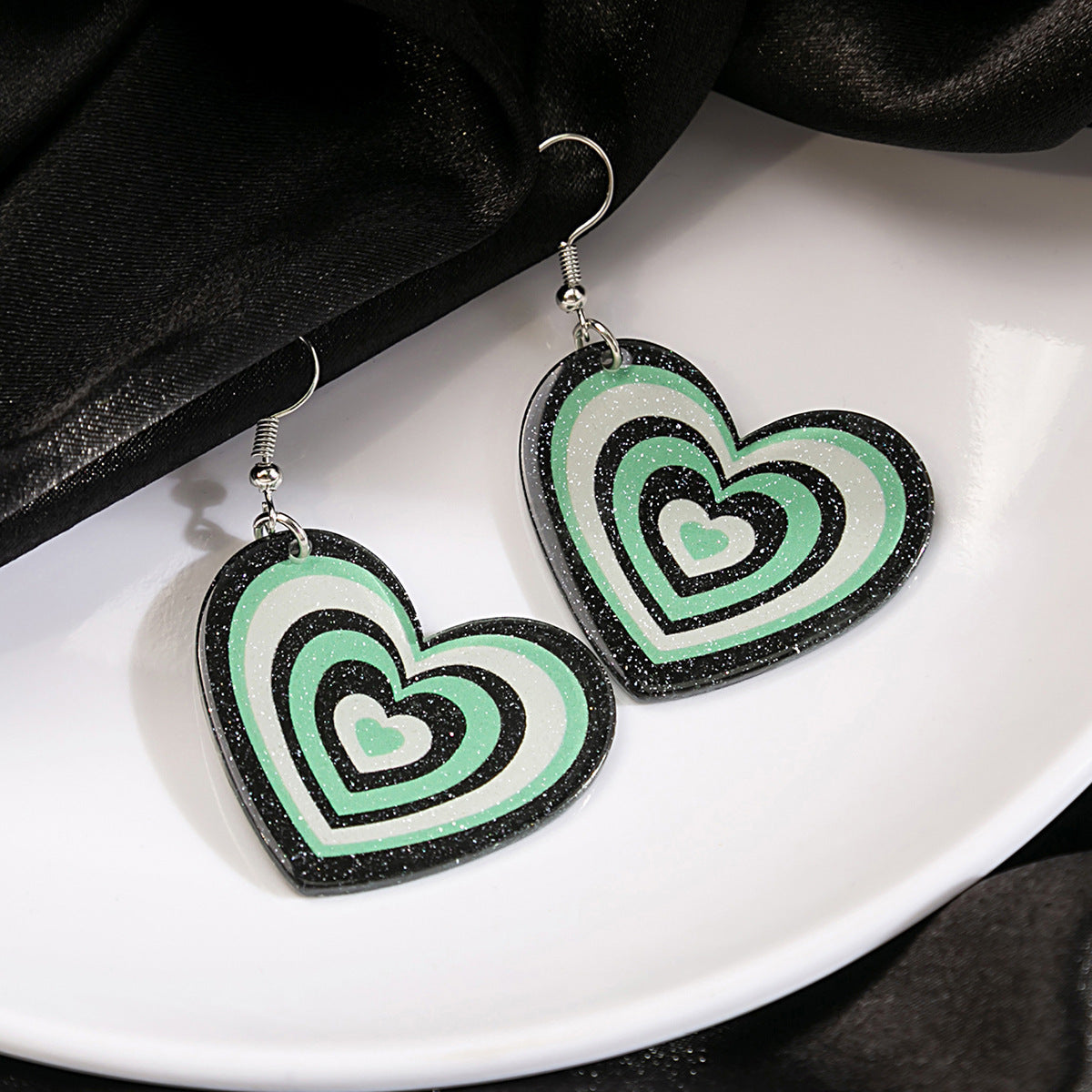 Wholesale Candy Color Heart Acrylic Earrings ACC-ES-ZhuiWo003