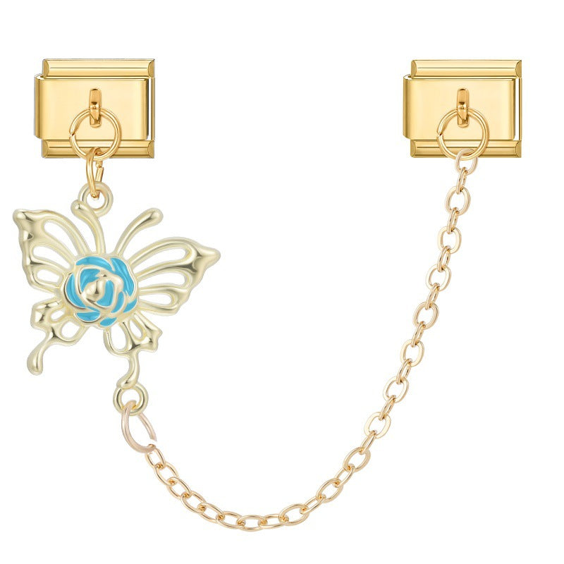 Wholesale Italian Charm Bracelet 9mm DIY Splicing Double Pendant Stainless Steel Composable Bracelet