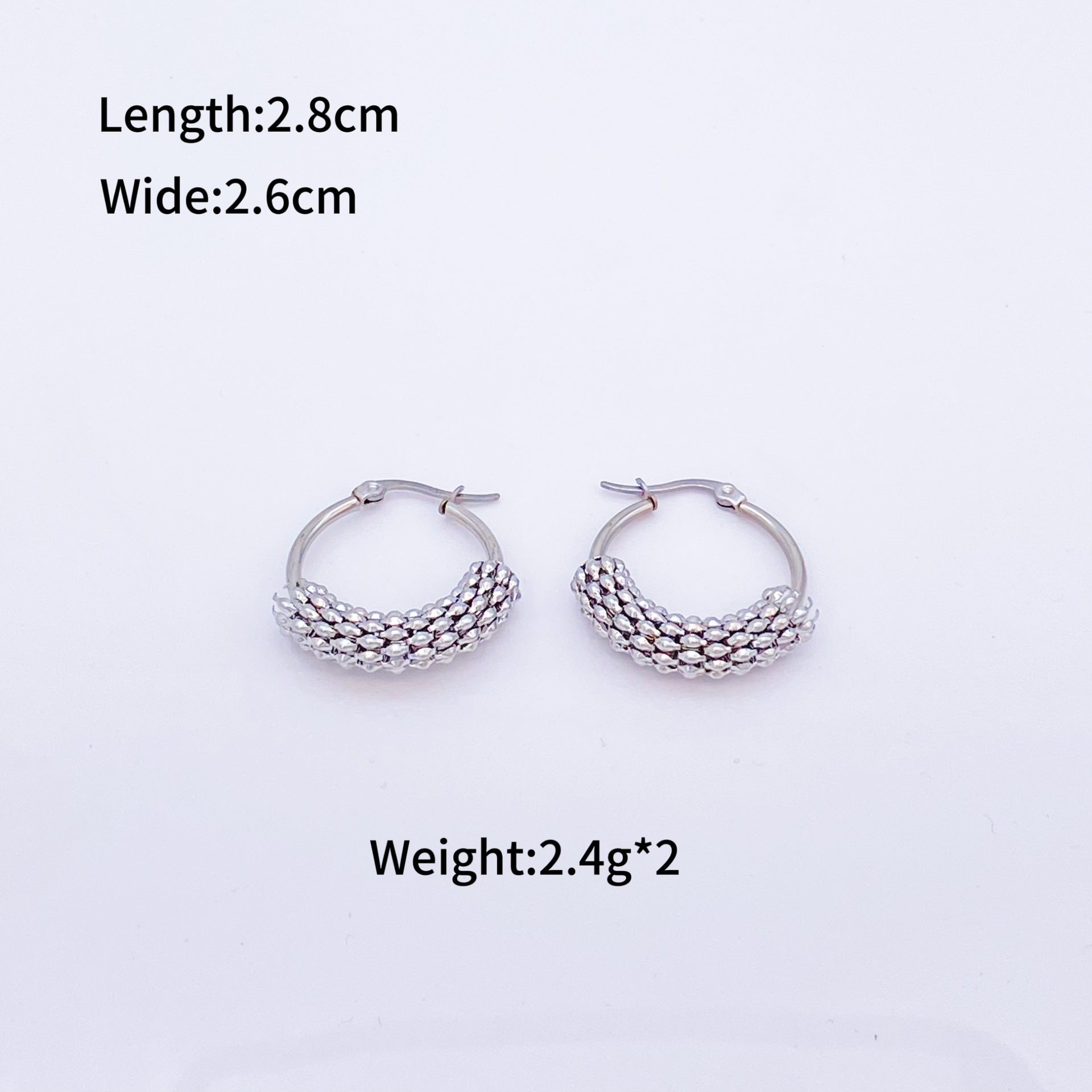 Wholesale Stainless Steel Titanium Steel Circle Halfnet  Earrings