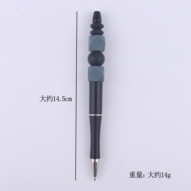 Wholesale  beaded pen creative DIY silicone beads contrast color beaded pen