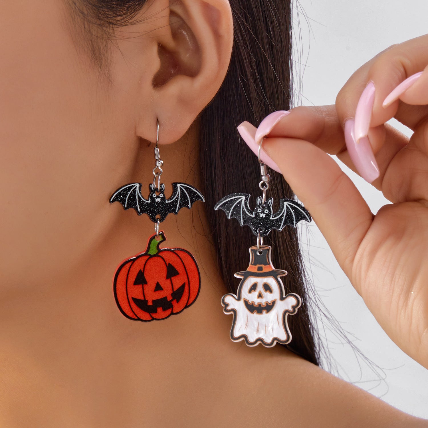 Wholesale  Cartoon Acrylic Heart Ghost Pumpkin Smiley Face Earrings