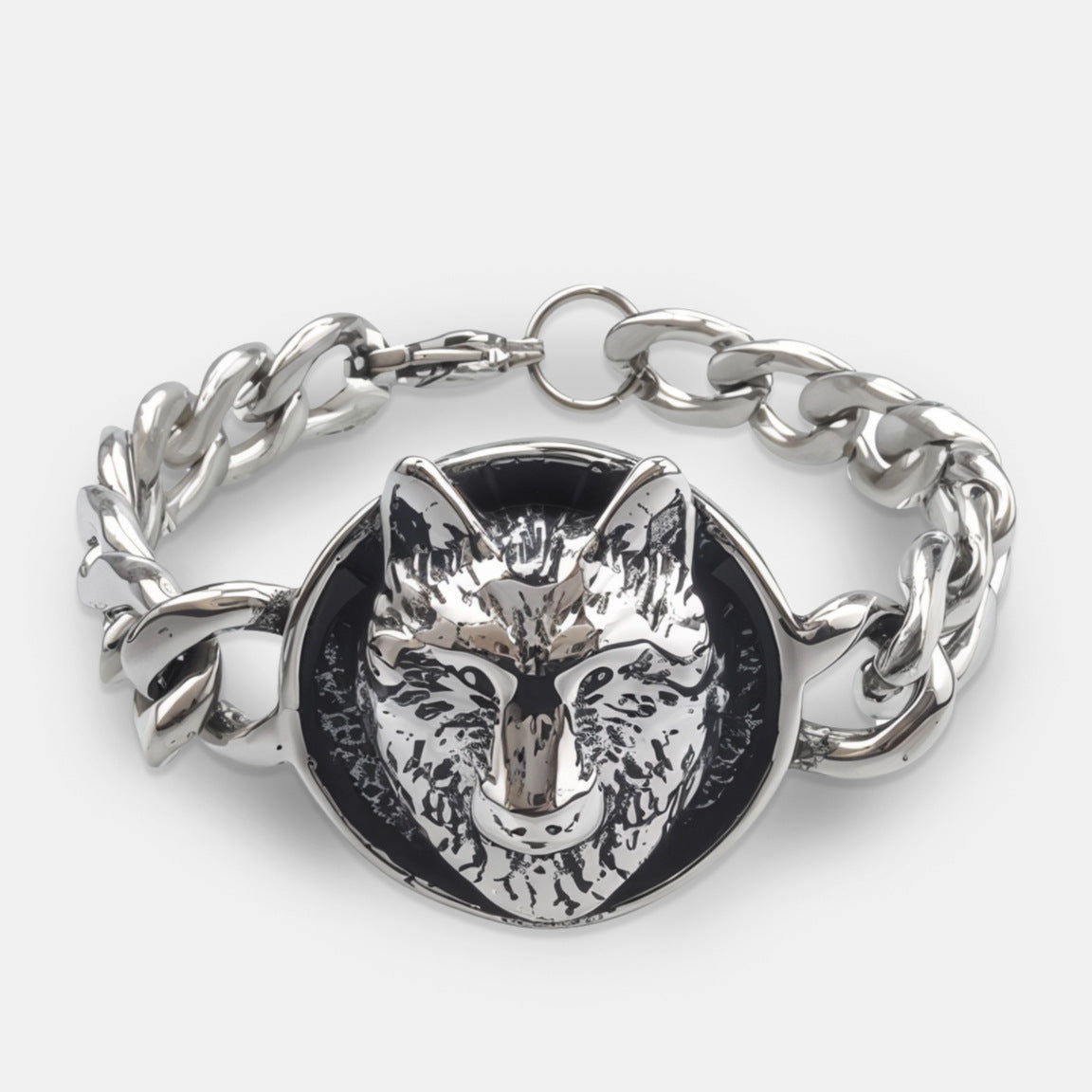 Wholesale Retro Five-pointed Star Flower Stainless Steel Cuban Punk Bracelet ACC-BT-Ruig001