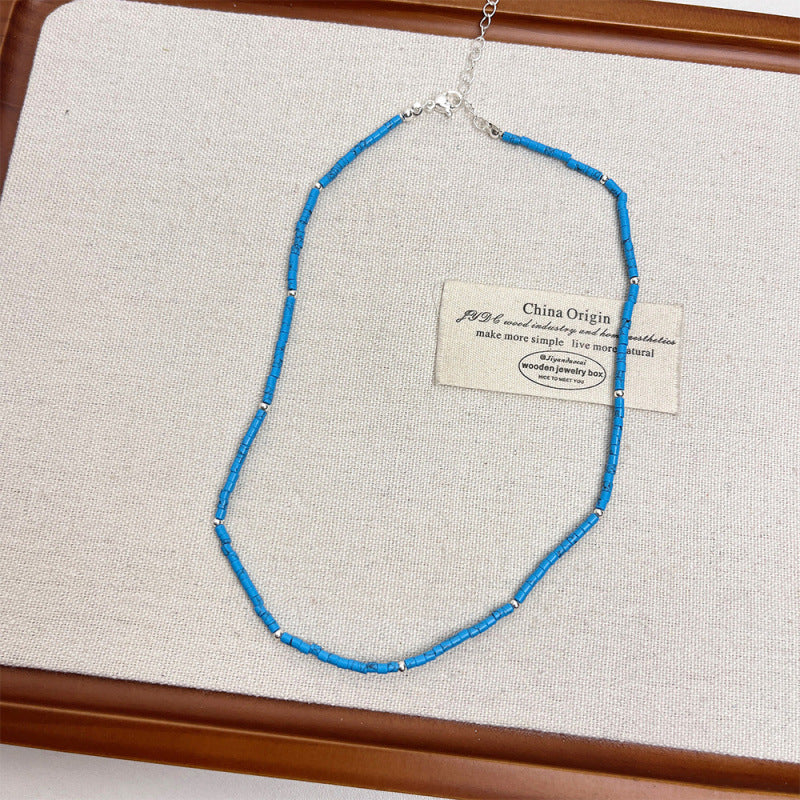 Wholesale Pastoral Style Turquoise Flower Necklace,  Fresh Layered Collarbone Chain Jewelry Accessory for Boutique Resale