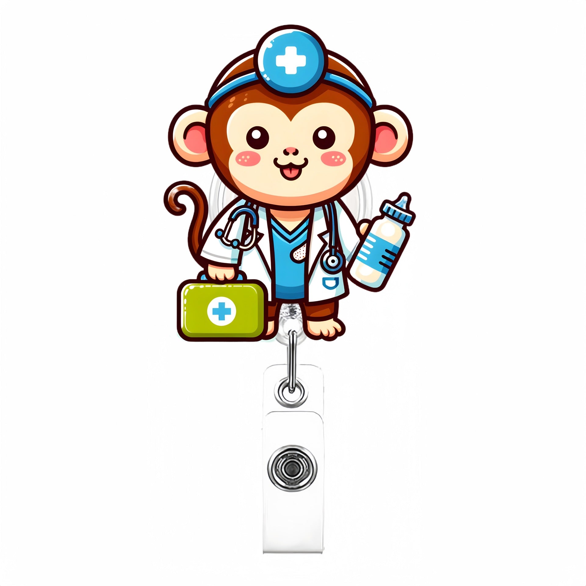 Wholesale Cute Cartoon Acrylic Retractable Clip Badge Keychain