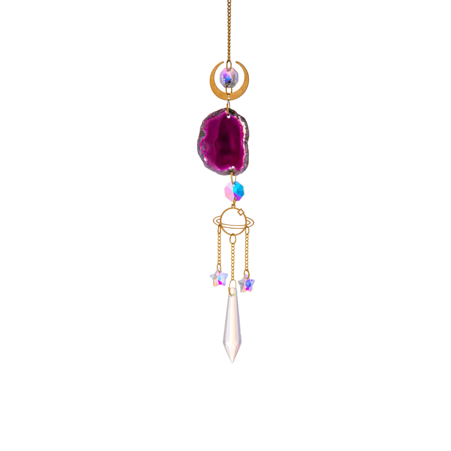 Wholesale  Raw Stone Agate Lighting Pendant Crystal Sun Catcher Prism Ball Wind Chimes Decoration