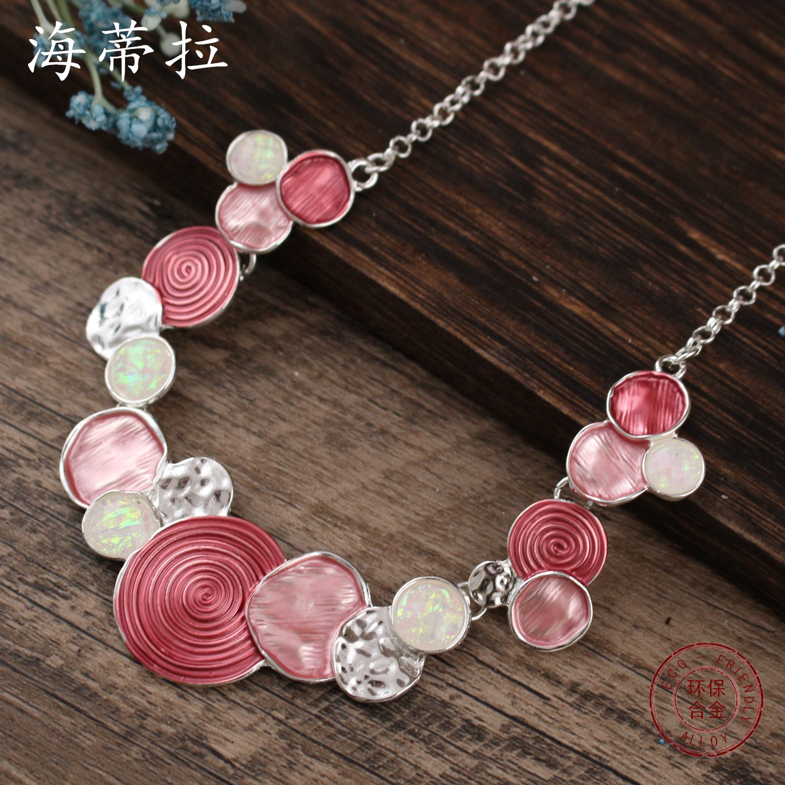 Wholesale  Round Colorful Painted Oil Alloy Necklace