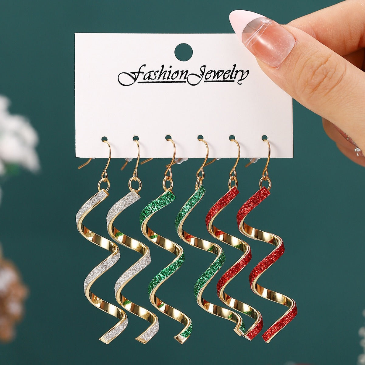 Wholesale  Christmas spiral geometric earrings