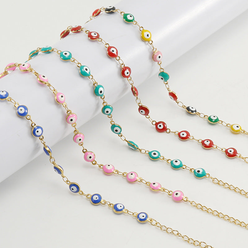 Wholesale 18K Stainless Steel Devil's Eye Stitch Bracelet Titanium Steel ACC-BT-Zhongy006