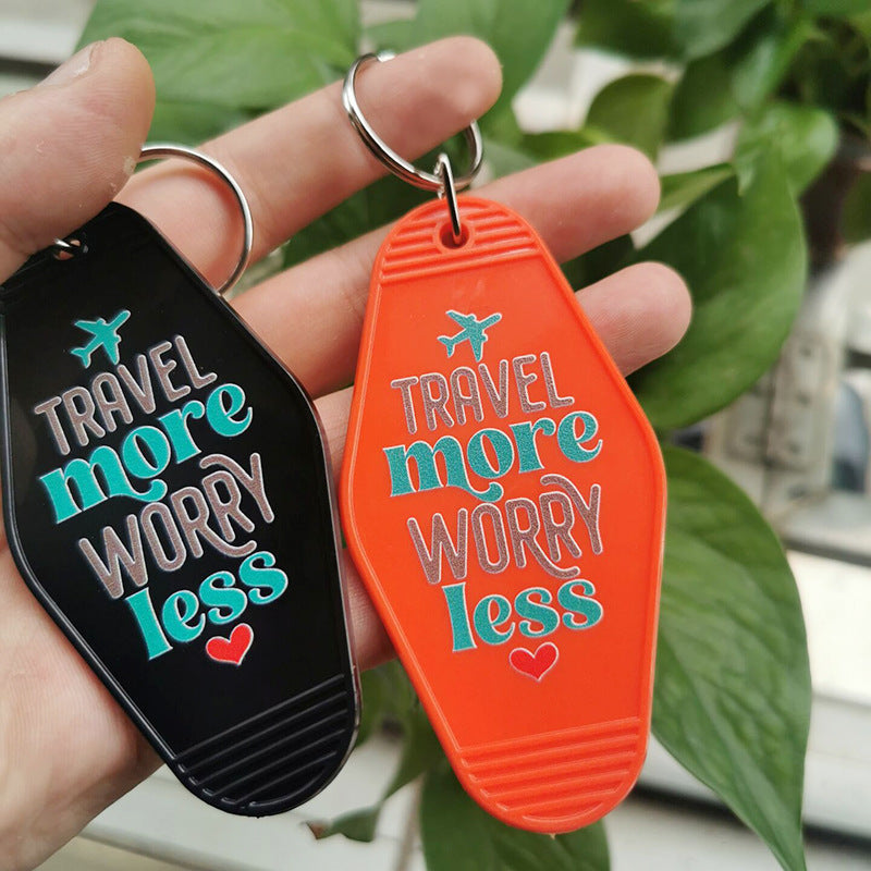 Wholesale Vintage Plastic Travel More Worry Less Keychain ACC-KC-MeiXin019