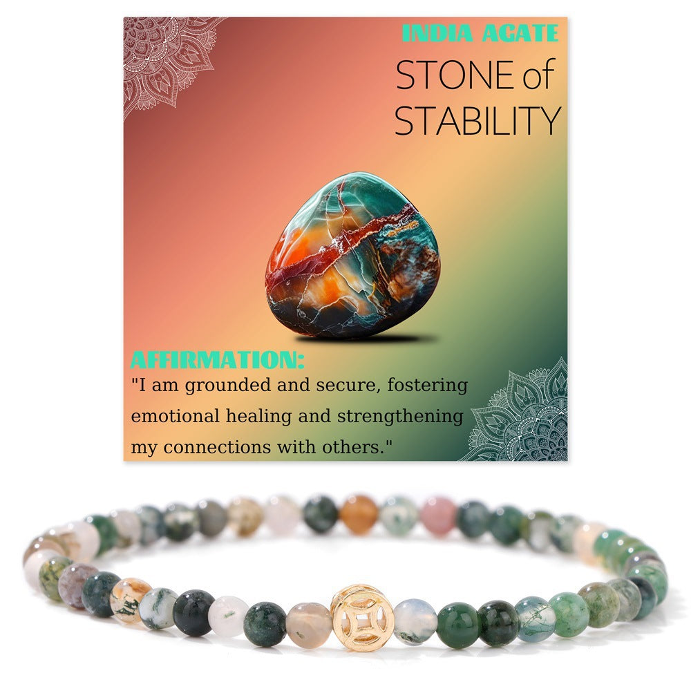 Wholesale Natural Crystal Bracelet 4mm Handmade Beaded Copper Bracelet