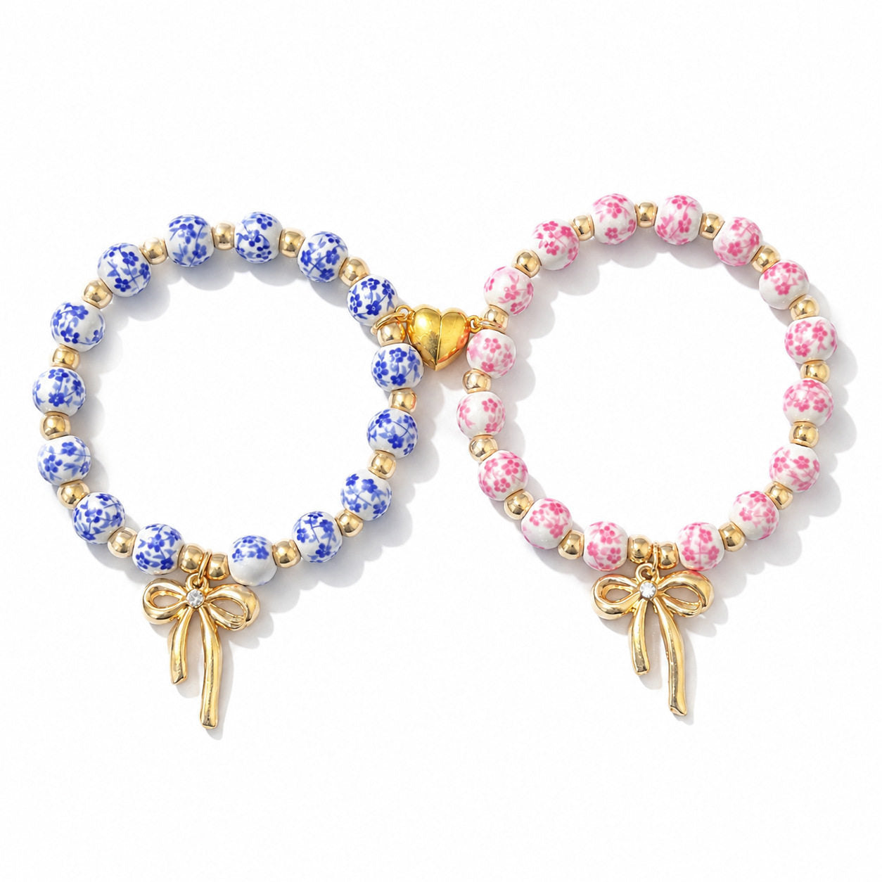 Wholesale Vintage Blue and White Porcelain Ceramic Bracelet Cross Pendant Bow Fashion Jewelry Gift