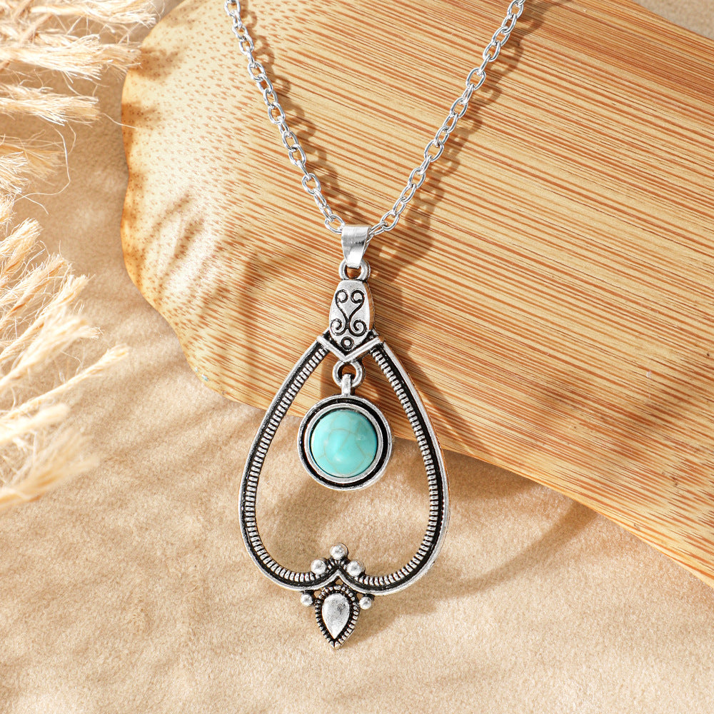 Wholesale Bohemian Heart Drop Pendant Necklace - Ethnic Style Zinc Alloy Inlay for Everyday Fashion Accessory
