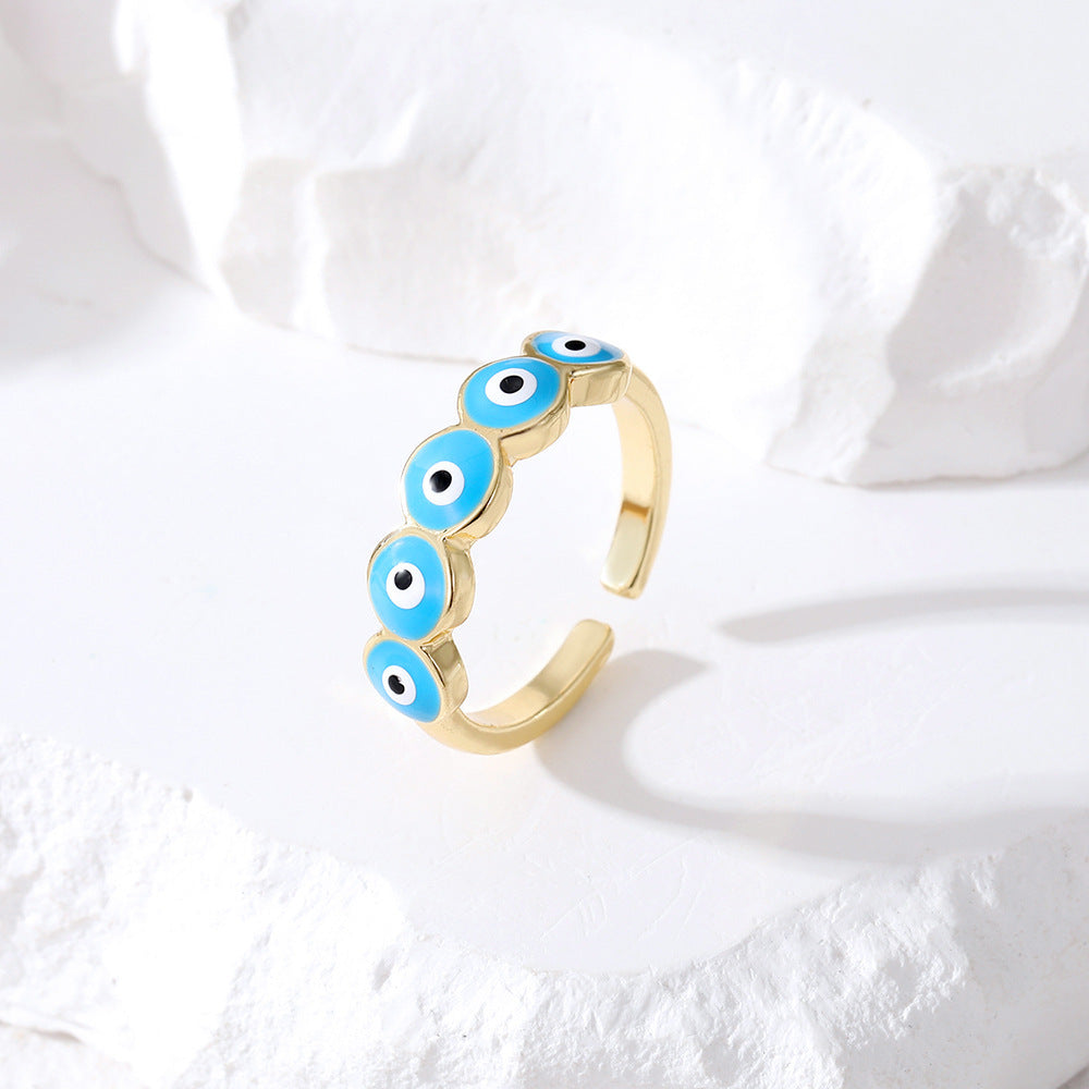 Wholesale Geometric Demon Eye Oil Drop Ring ACC-RS-QingHe002