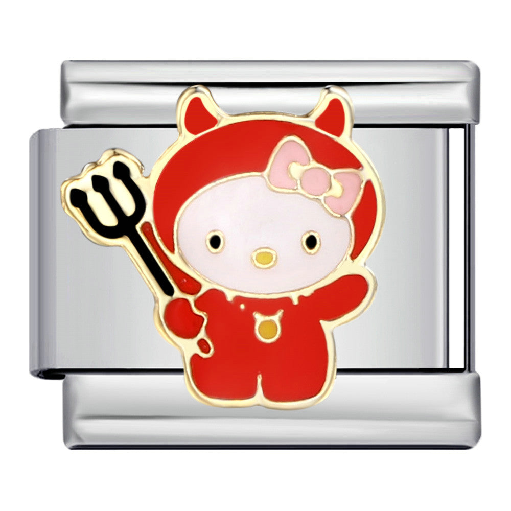 Wholesale Cute cartoon Italian module bracelet titanium steel welding oil dripping DIYCharms