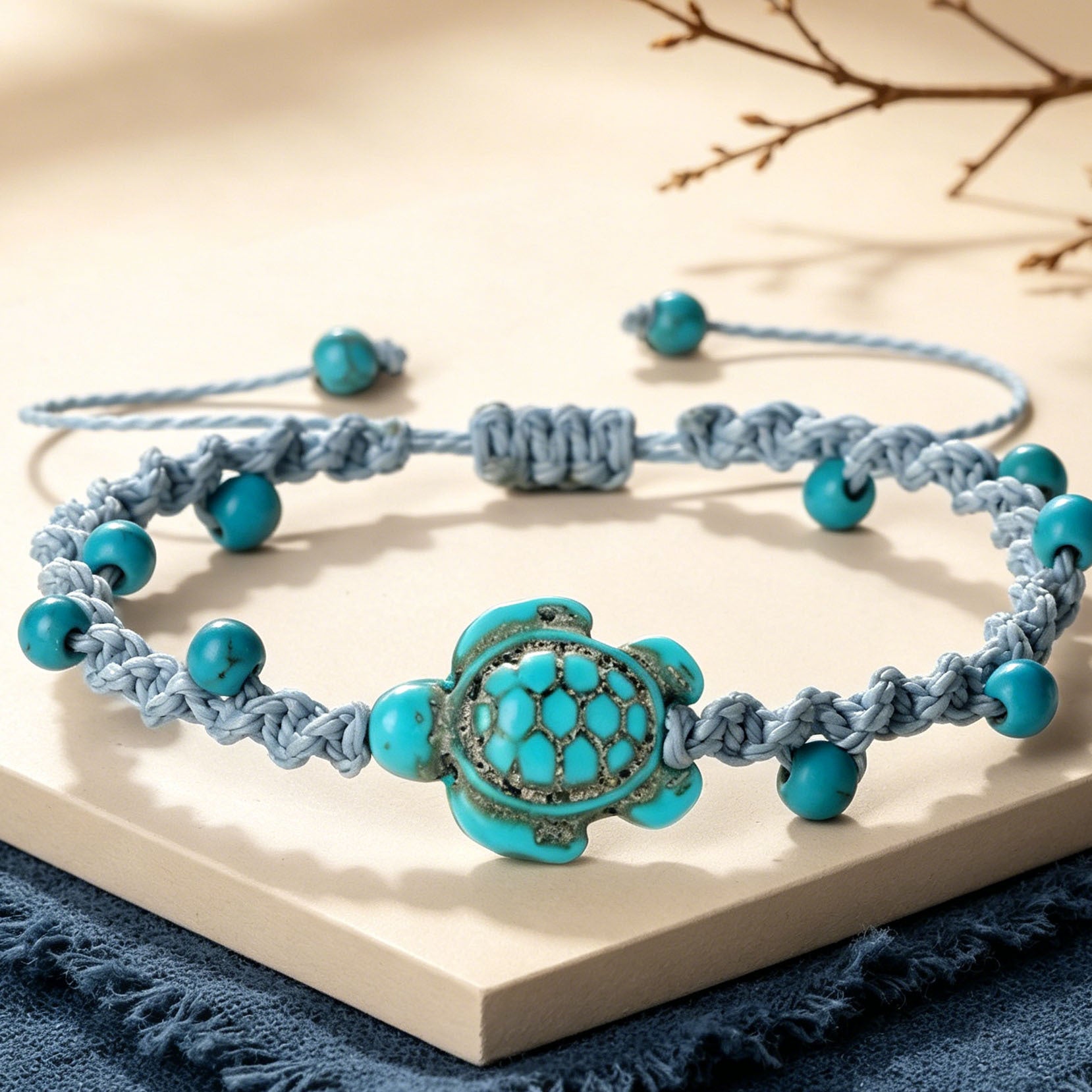 Wholesale Turquoise Hand Beaded Woven Bracelet for Unisex Bohemian Ocean Style Fashion Accessory