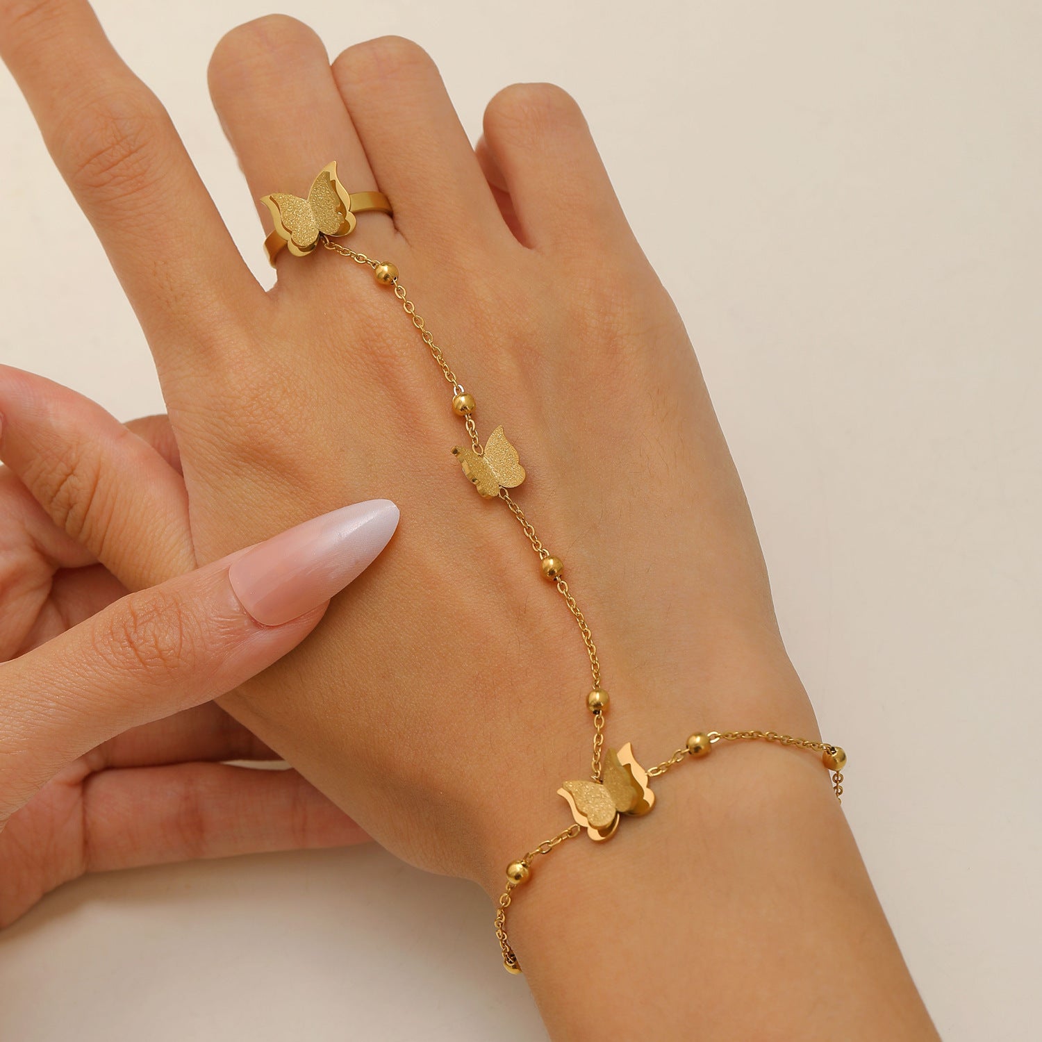 Wholesale Titanium Steel  popular butterfly ring double-layer opening ring