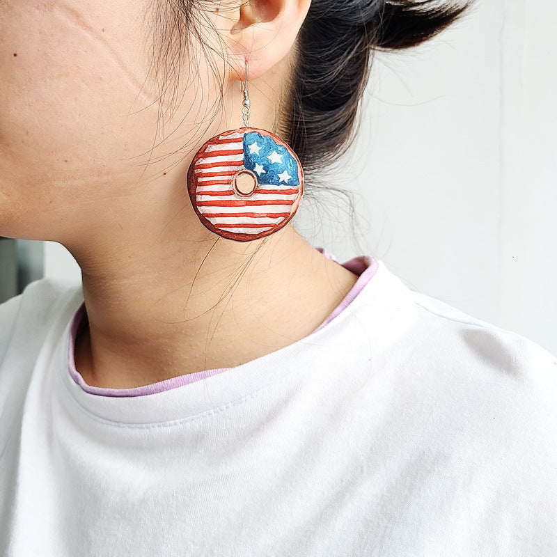 Wholesale American Independence Day Sunflower Donut Butterfly Acrylic Earrings ACC-ES-XP003