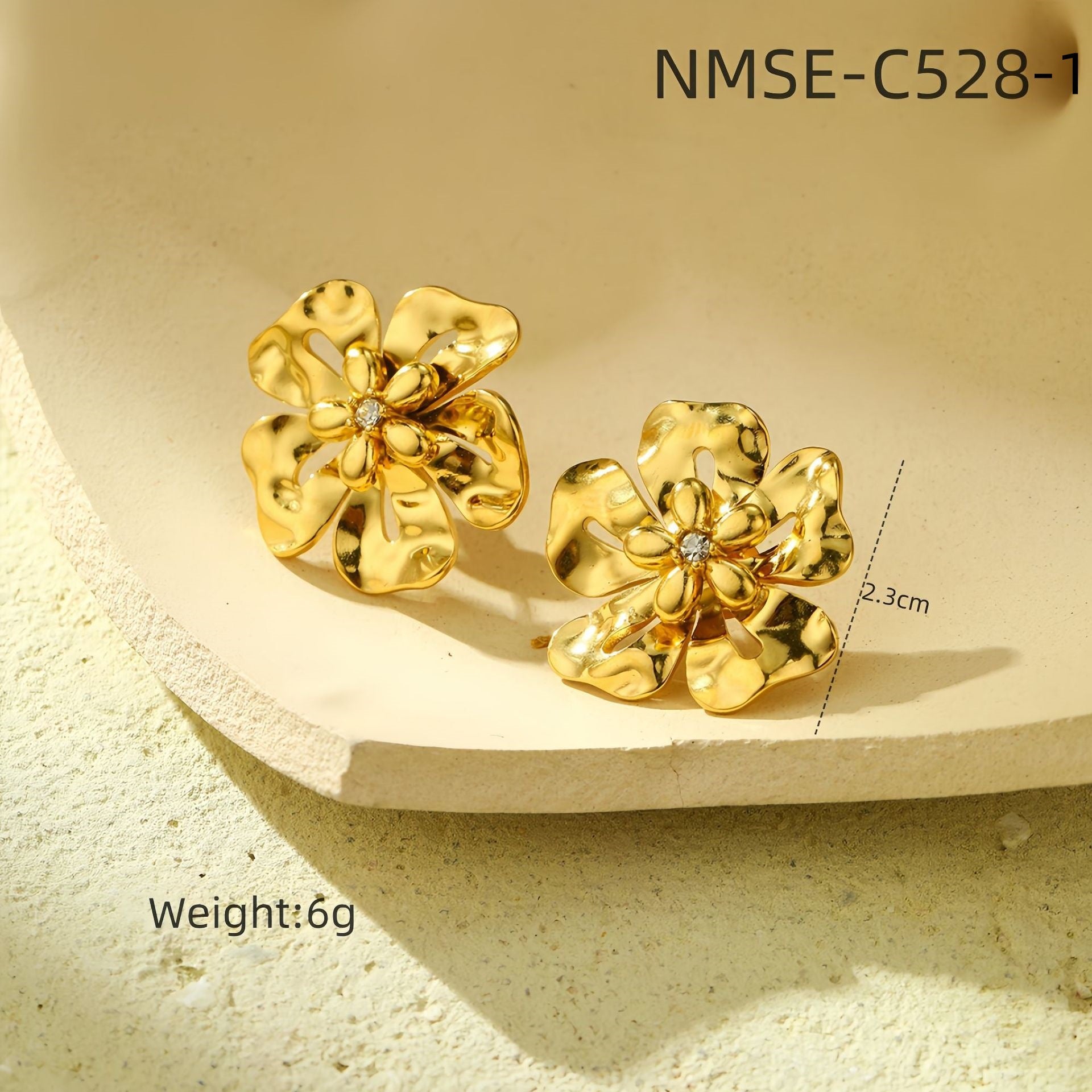 Wholesale stainless steel earrings geometric flowers pearl  earrings