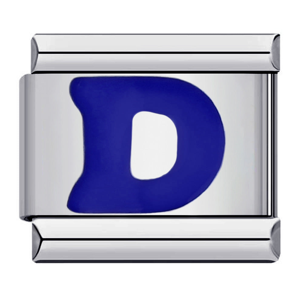 Wholesale Italian Charm Bracelet 9mm DIY Splicing Removable Blue English Letters Stainless Steel Composable Bracelet