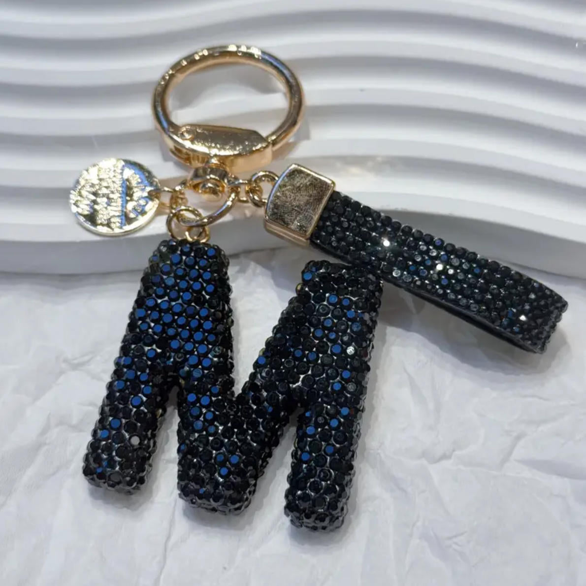 Wholesale Chic Rhinestone Letter Keychain Metal Electroplating Fashion Accessory Bag Charm Car Key