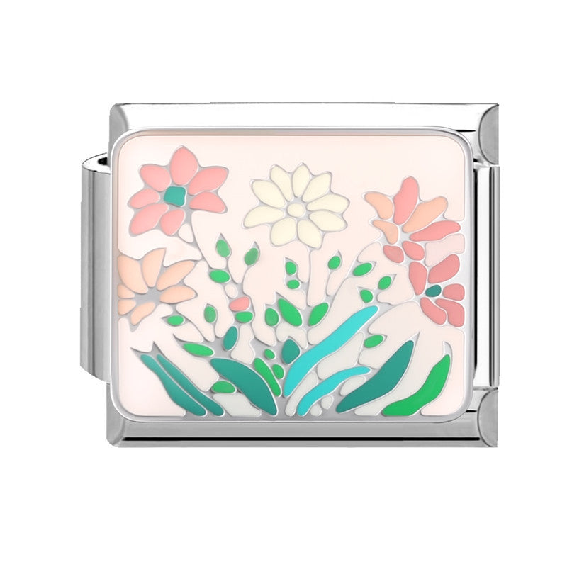 Wholesale  9mm Italian Charm Starter Bracelets DIY square Single Section Creative Stainless Steel Composable Bracelet